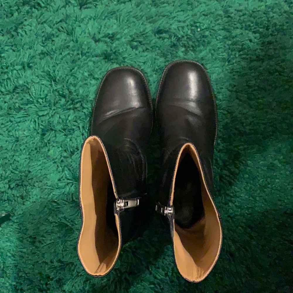 Sandro Mens Black Leather Square Toe Boots in Size 41